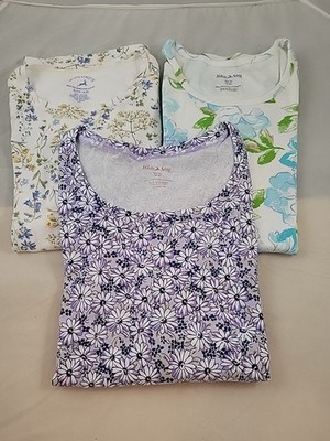 White Stag 3 knit tops size S 4-6 short sleeve Pullover 100% cotton Floral