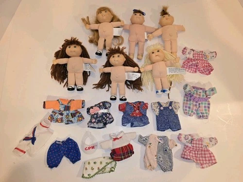 Vintage 1995 Cabbage Patch Kids Mini Dolls Lot Of 6 Mattel ARCO Toys Clothes