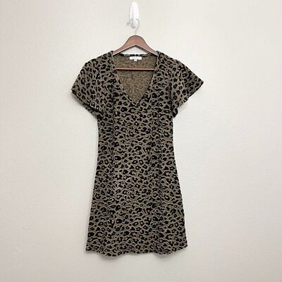 Z Supply Lina Jacquard Mini Shirt Dress Size XS Women's Leopard Print Brown  | eBay