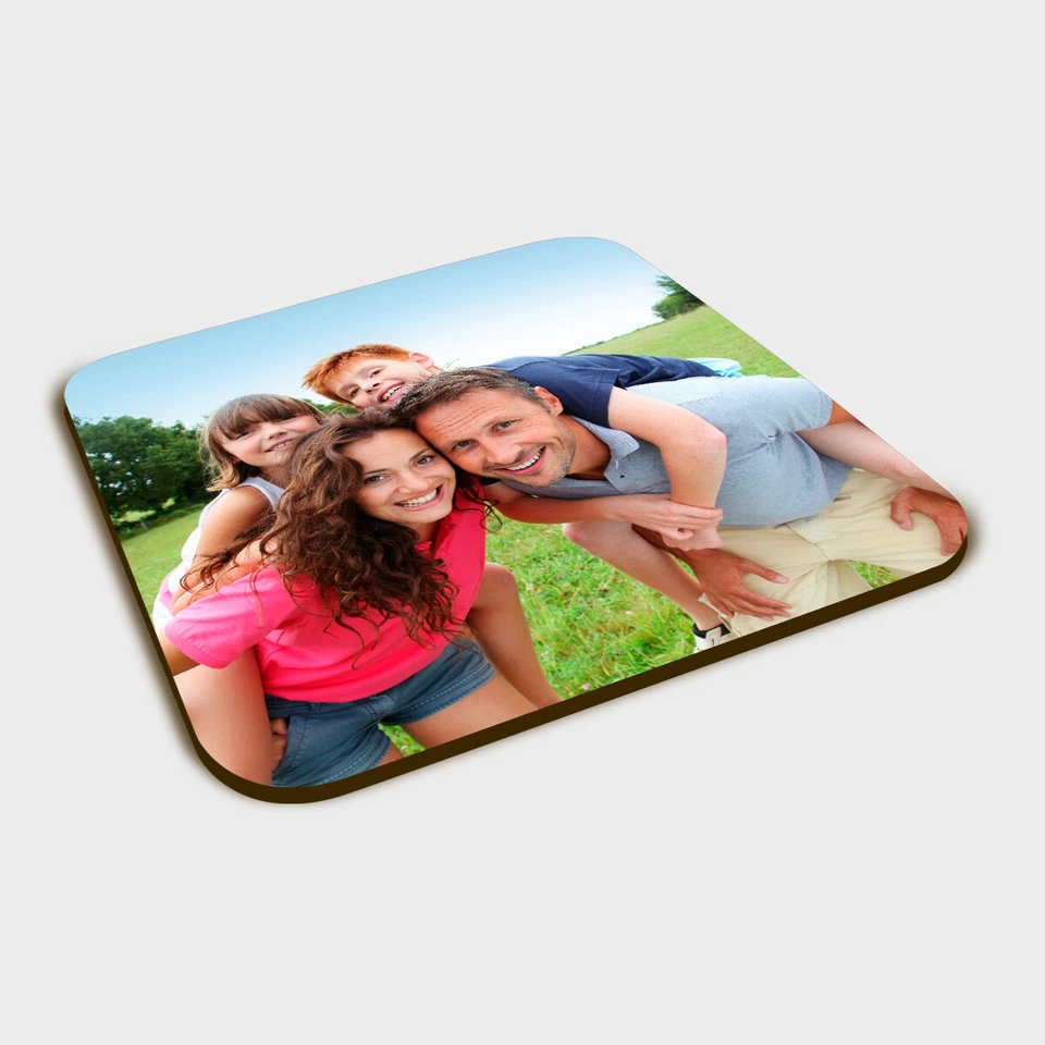Personalised Photo Coasters Custom Printed Drinks Mats Logo High Gloss Unisub - Image 1 of 3