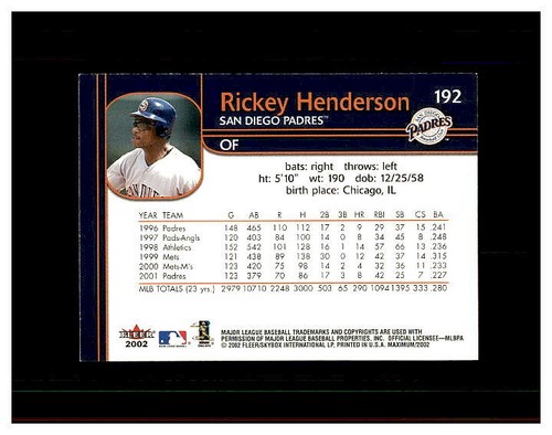 RICKEY HENDERSON YOU U PICK .99 UNLIMITED SHIPPING HIGH GRADE CARDS OAKLAND A'S - Picture 336 of 416