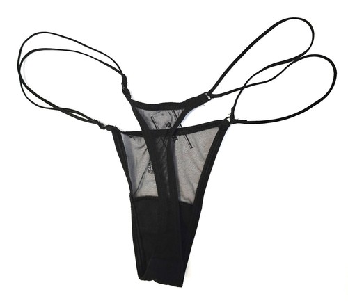 Victoria’s Secret PINK Limited Edition BLING Wink Strappy Thong panty BLACK - S - Picture 2 of 2