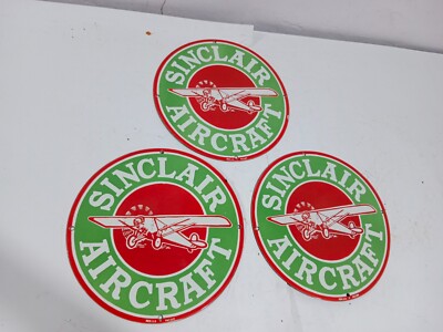 Sinclair Aircraft Porcelain Enamel Sign  12 x 12 Inches 1 Side