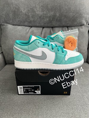 Size 7Y - Nike Air Jordan 1 Low New Emerald White GS with Receipt