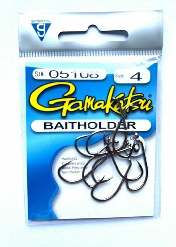 Gamakatsu 05108 Baitholder Hooks, Bronze - Size 4 - 10 Hooks/Pack - Free Ship! - Afbeelding 1 van 2