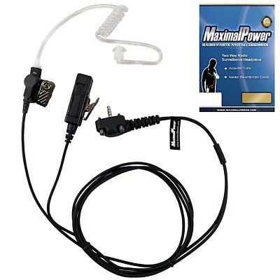 MaximalPower Surveillance FBI Headset Earpiece PTT Mic for VERTEX Two-Way Radios