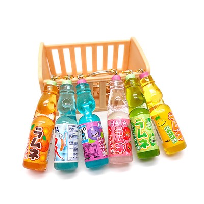 1 Piece Simulation Japanese Marbles Bobble Soda Keychain Dollhouse Ornament