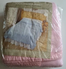 Vintage Home Essentials NOS Full Twin Size Blanket Pink Soft Edge 72" x 90" 