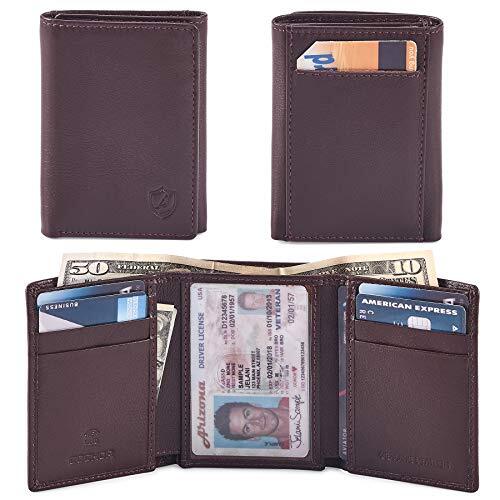 Men's Genuine Nappa Leather RFID-Blocking Trifold Wallet in Chocolate-image