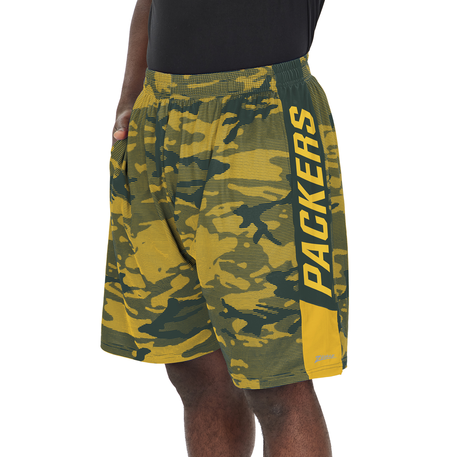 Легкие шорты Zubaz Mens NFL Green Bay Packers с камуфляжными линиями