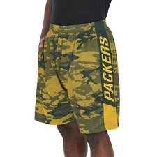 Zubaz Men's NFL Green Bay Packers Lightweight Shorts with Camo Lines