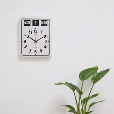 TWEMCO Wall Clock Flip Perpetual Calendar BQ-12A White 15
