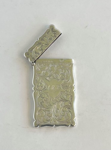 Sterling Silver Edwardian Card Case Ornate Design Birmingham Hallmark 1911 Vtg - Picture 5 of 5