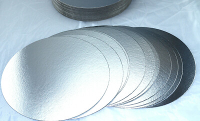 Tortenunterlage Pappe rund silbern Tortenscheibe Tortenuntersetzer Folie silber