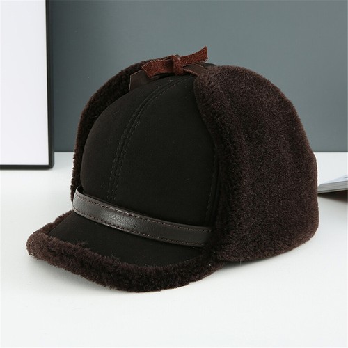 100% Real Sheep Fur Hat Thicken Winter Warm Baseball Gentle Cap for Men - Picture 22 of 24