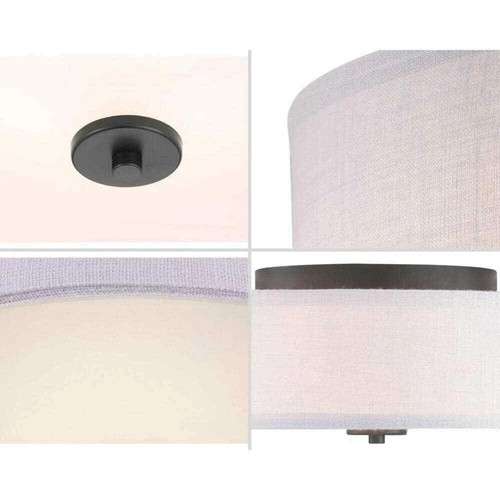 Inspire 13 in. 2-Light Graphite Ceiling Light Drum Flush Mount P350130-143 - Picture 9 of 11