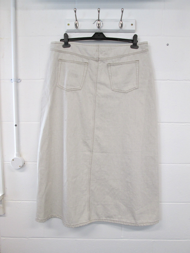 NEXT 100% Cotton Light Beige Midi Denim Skirt Ladies Size UK 18 BNWT - Picture 2 of 4