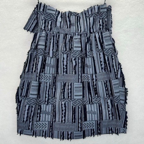 NWT Jijil Italian Strapless Mini Denim Blue Fringe Patchwork Boho Festival Sz 8 - Picture 2 of 8