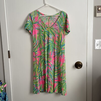 lilly pulitzer jessica short sleeve dress Lilly Pulitzer size XL Jessica Short Sleeve Dress Light Lilac Verbena Aboat Time