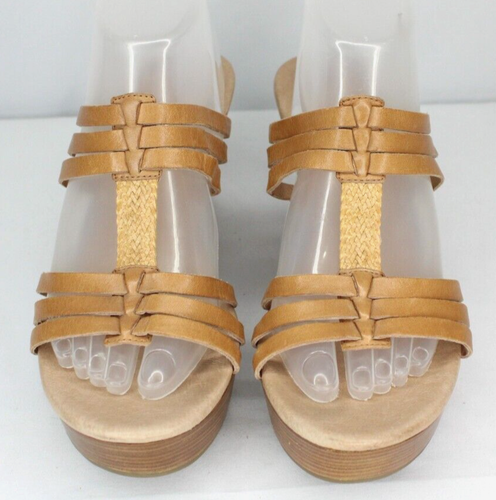 UGG Mattie Wedge Sandals Women’s 10 Tan Leather Strappy T-Strap Platform Slip On - Picture 10 of 19