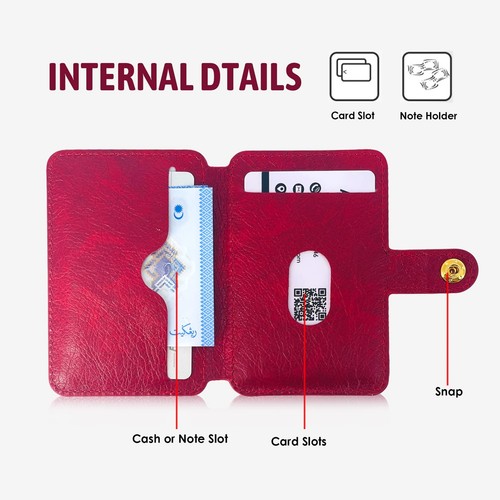 Leder Handy Geldbörse zum Aufkleben Kreditkartenetui Handy Minimalistische Geldbörse - Bild 3 von 9