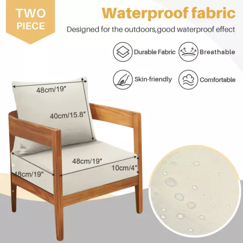 indoor Outdoor Patio Deep Seating Cushion Set with Ties Sofa Seat/Back Cushion - Picture 36 of 50