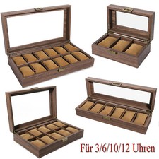 Uhrenkoffer Uhrenbox Schaukasten Uhrenkasten Uhrenvitrine für 3 6 10 12 Uhren