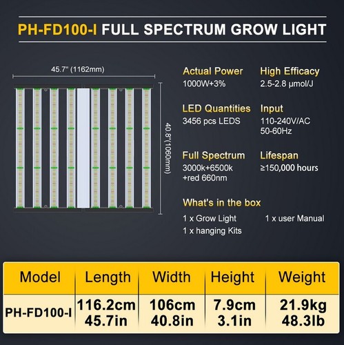 Folded 1000W LED Grow Light Commercial Full Spectrum Indoor Veg Bloom Plants Bar - Picture 2 of 12