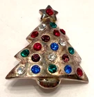Vintage Eisenberg Ice Silver Tone w/Rhinestones Christmas Tree 1.25" Pin/Brooch