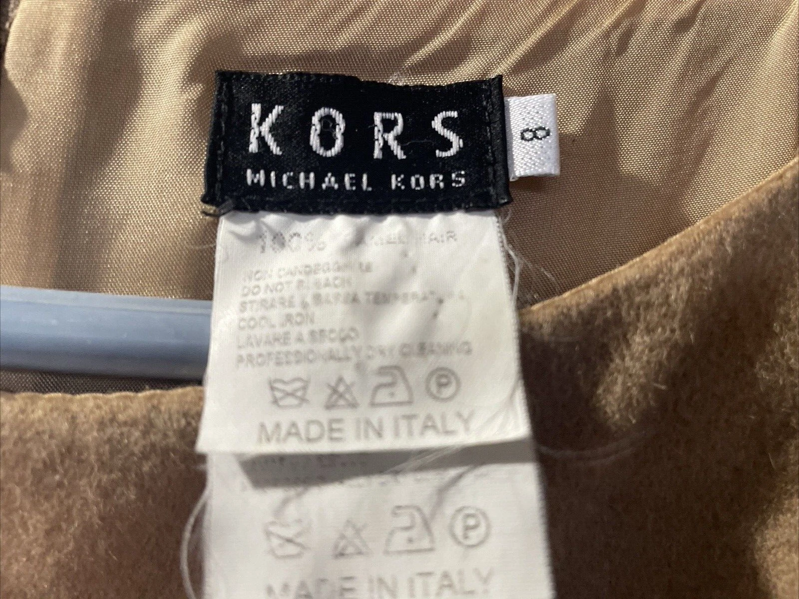 Abito vintage Michael Kors Bergdorf Goodman donna taglia 8 100% guaina capelli cammello