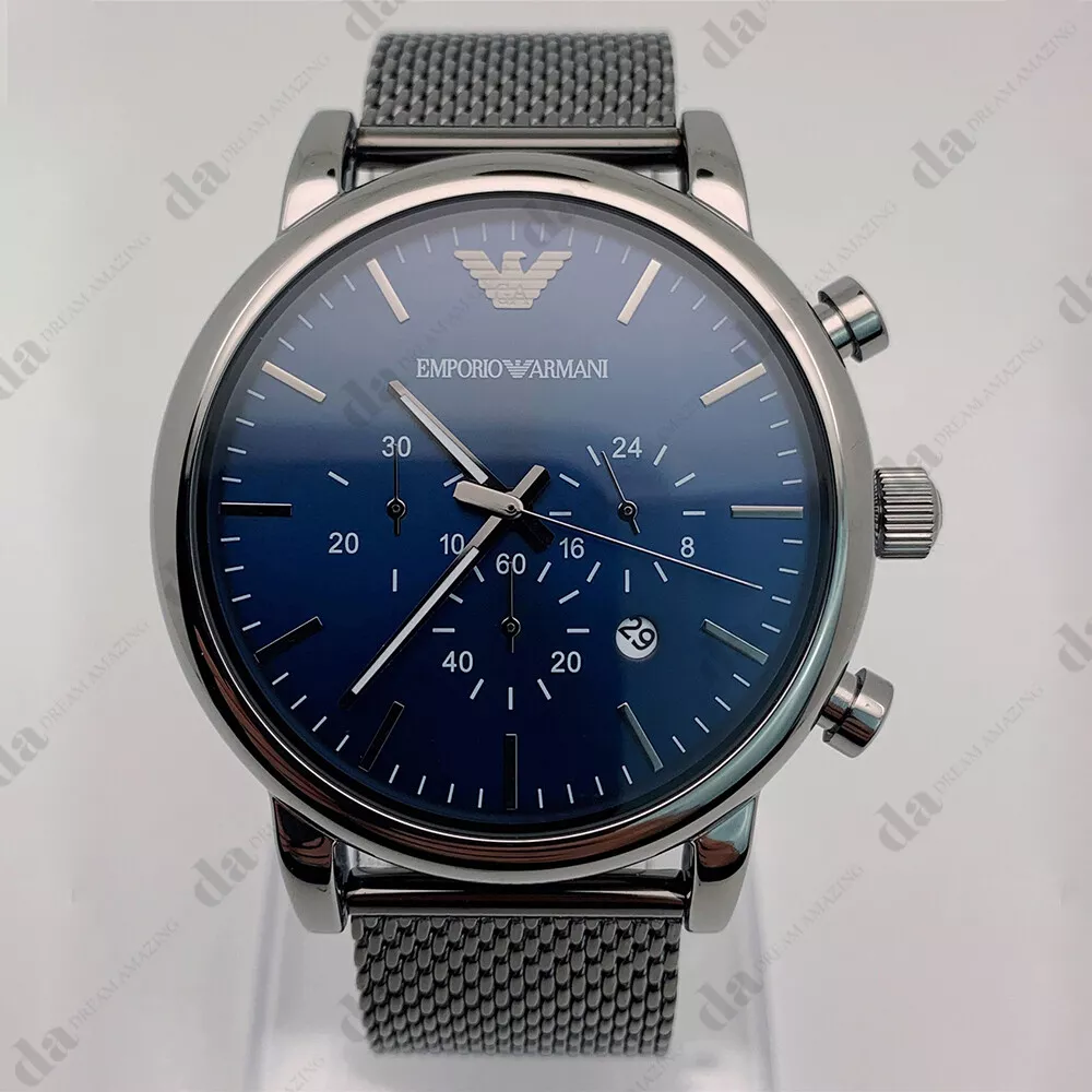 Emporio Armani AR1979 46mm Case Sport Chronograph Grey Mesh Band Men's Watch  | eBay