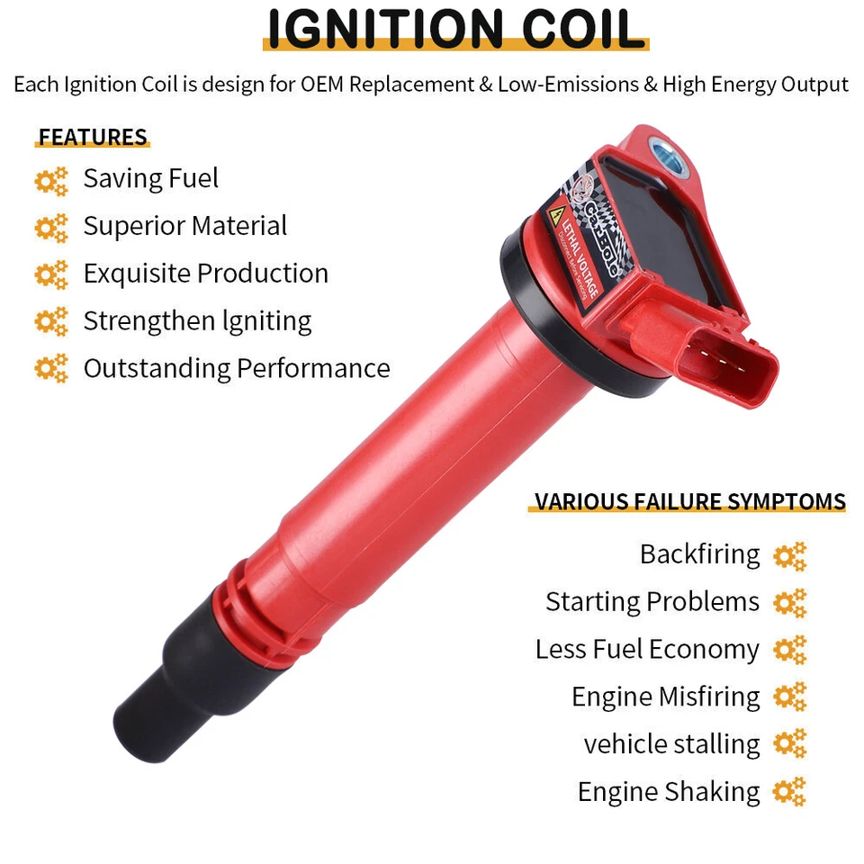 Energy 4X点火线圈 + 4X 火花塞适用于丰田 4Runner 红杉雷克萨斯 GX460 — 第 2/4 张图片