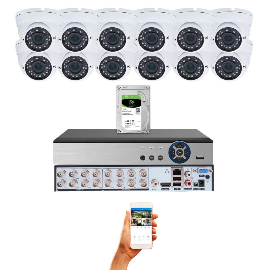 Dvr With 1080p 12x Outdoor Dome Cameras