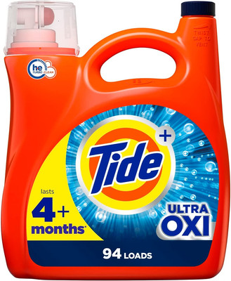 Tide Ultra Oxi Liquid Laundry Detergent Soap, HE Compatible, 94 Loads, 132 Fl Oz
