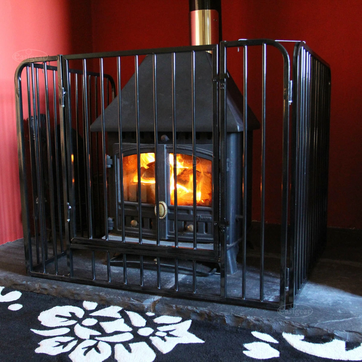 Nursery Fire Guard Safety Child Kid Fireplace Stove Wood Burner Pet Screen  Black