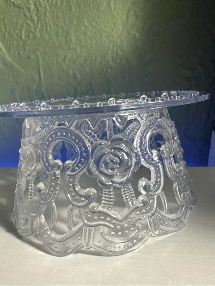 Soporte base transparente con tapa de pastel de plástico diseño rosa 4,5" x 2,25" paquete de 6 Foto 2 de 4