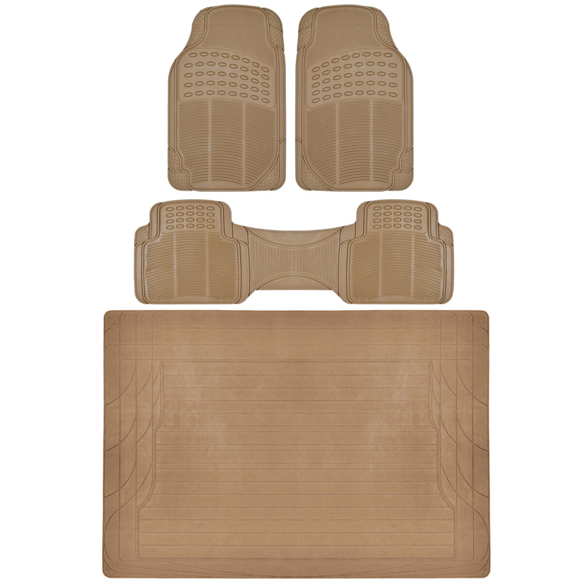 Car Floor Mats with Trunk Mat Beige 4 Piece Premium Trunk Mat 4 Piece