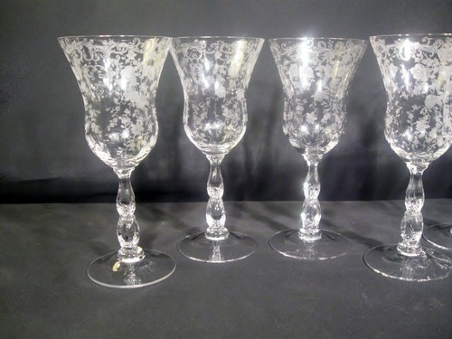 Cambridge Glass Chantilly Water Goblets Stem 3625 Etch Set of 7 - Picture 6 of 21