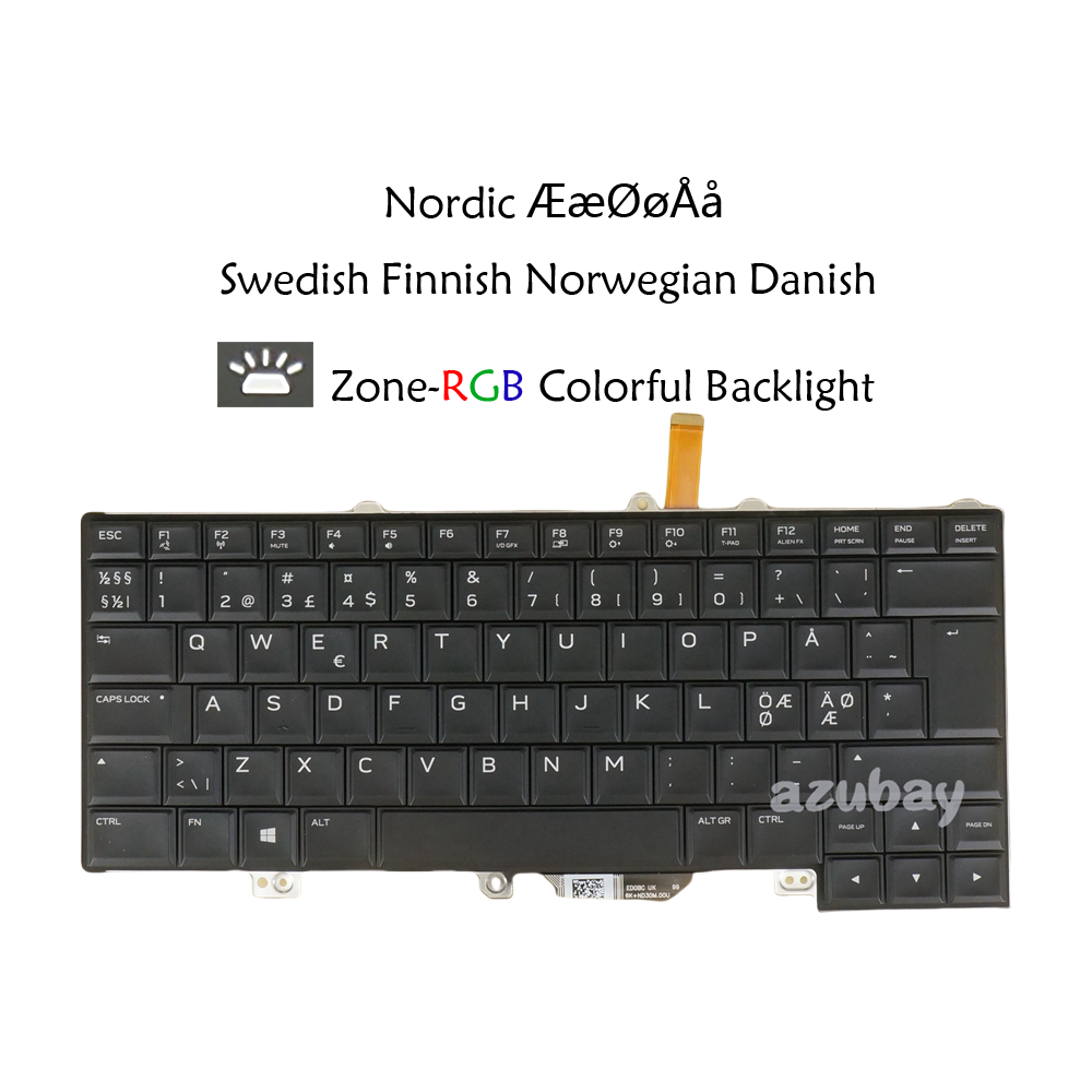 Laptop Keyboard For Dell Alienware 13 R3, 15 R3, 15 R4 Zone-RGB