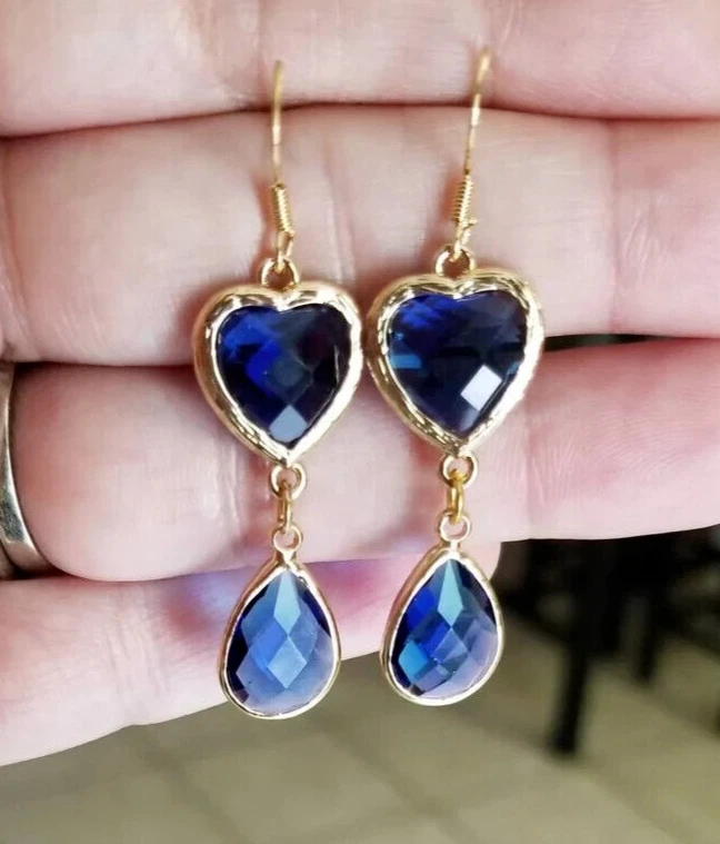 Blue sapphire 2024 heart earrings