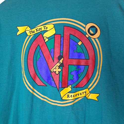 Vintage Narcotics Anonymous Polo Shirt Mens 2XL XXL Green S/S NA Hanes 2000 Y2K - Picture 2 of 19