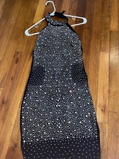 Women's Black and Silver Homecoming/Prom Dress Open Back Halter (M) So Sparkly!
