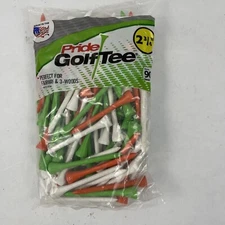 Pride Professional Tee System 2-3/4 Inch Wood Golf Tee, White, Green and Orange