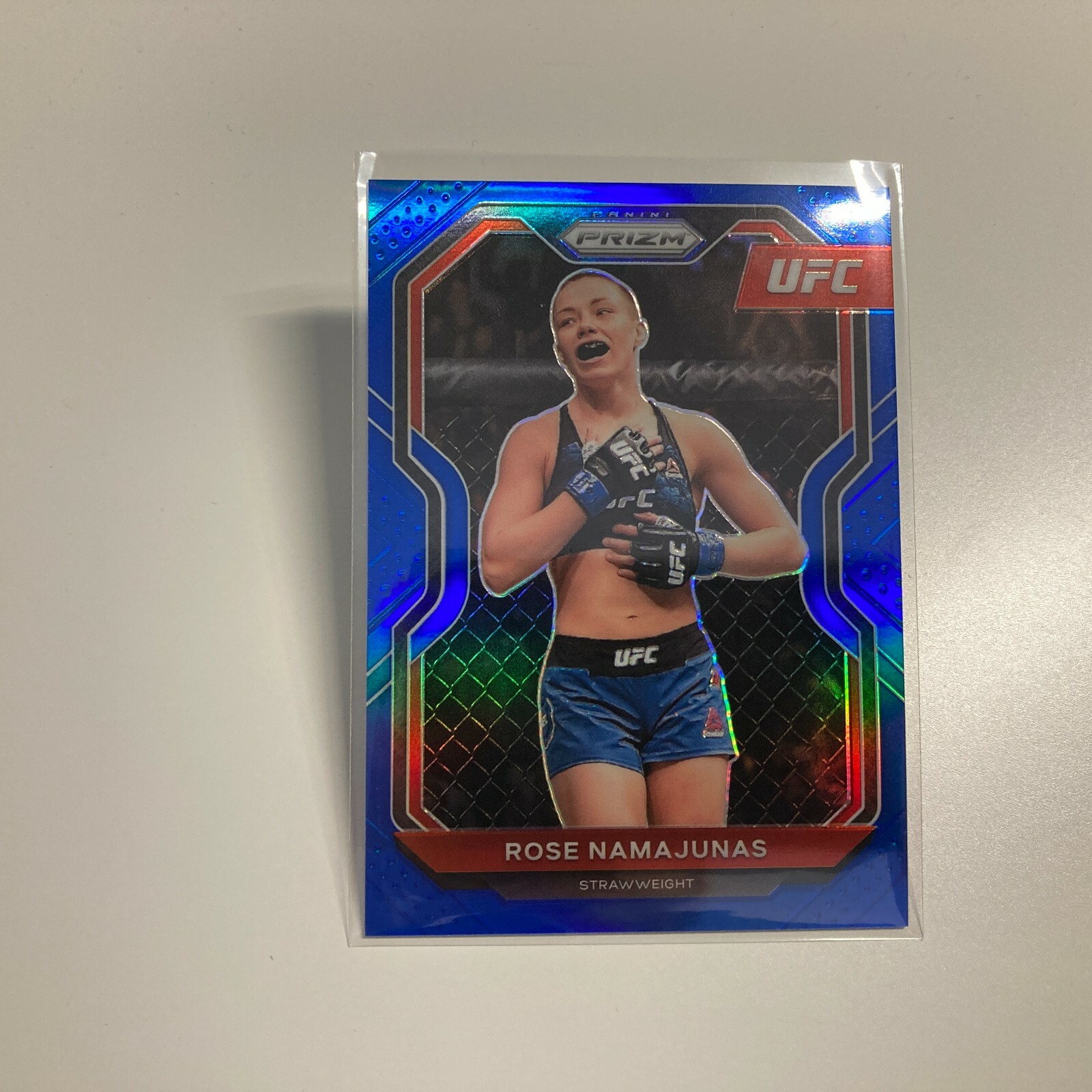Rose Namajunas 2021 Panini Prizm UFC Blue Refractor Card 145/199 #31