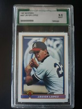 Javier Lopez Braves 1991 Bowman #587 Rookie Card Graded Mint 9