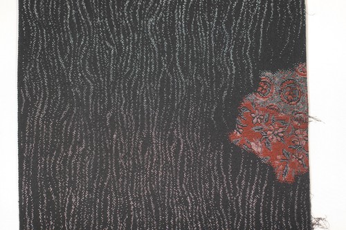vintage Japanese kimono silk chirimen black silver metallic urushi fabric 5 - Picture 11 of 24