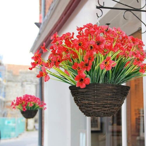 Artificial Flowers Plastic Fake Plants UV Resistant Garden Decor Home Outdoor - Picture 4 of 31