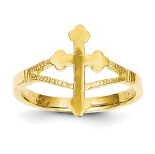 14k Yellow Gold Polished Cross Ring D77 Size 6