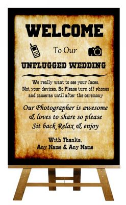 Western Wanted No Phone Kamera Unplugged personalisiert Hochzeitsschild
