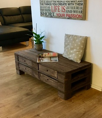 Palettenmobel Europaletten Mobel Couchtisch Sideboard Mit 4 Schubladen Ebay